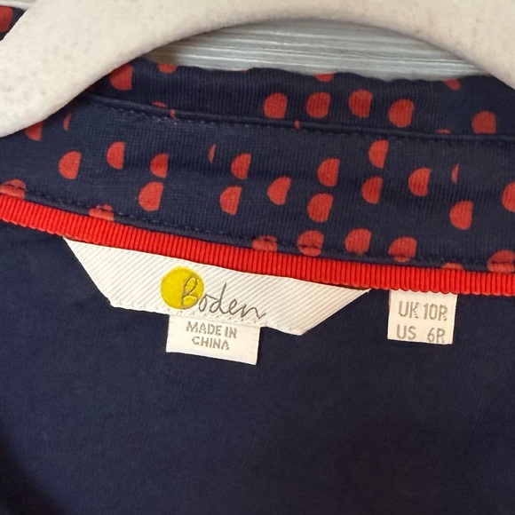 Boden Susannah Navy & Orange Polka Dot Midi Shirt Dress - Size 6R - Picture 2 of 13